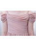 Cold Shoulder Dusky Pink Chiffon Flower Girl Dress